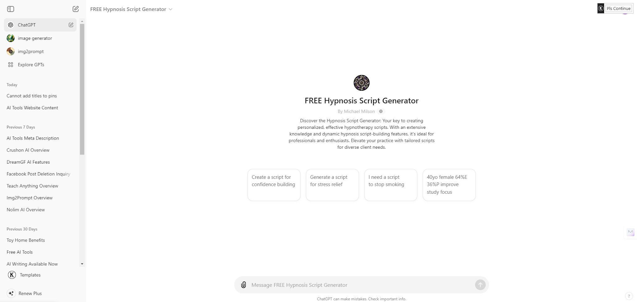 FREE Hypnosis Script Generator