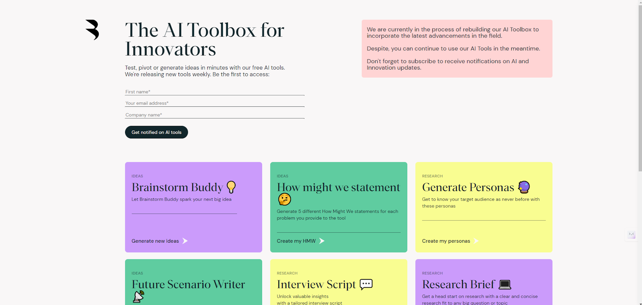 AI Toolbox for innovators