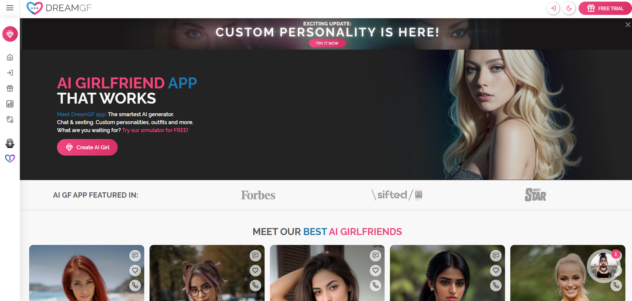 DreamGF - Create Your Custom AI Girlfriend Today   - AItrendytools